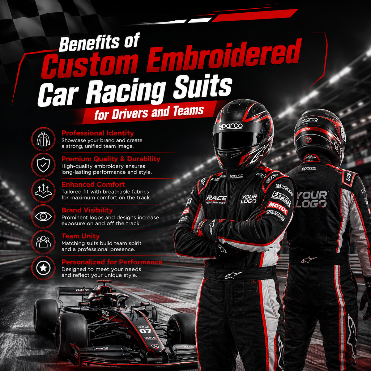 Benefits of Custom Embroidered Car Racing Suits for Drivers and Teams