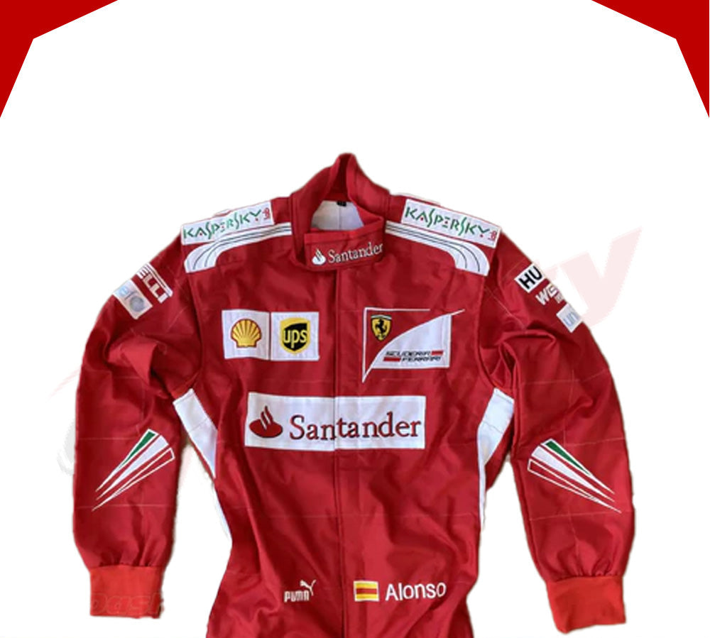 2014 Fernando Alonso Ferrari F1 Embroidered Racing Suit - Velocity Racegear-2014 Fernando Alonso Ferrari F1 Embroidered Racing Suit - Velocity Racegear-F1 Racing Suit