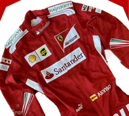 2014 Fernando Alonso Ferrari F1 Embroidered Racing Suit - Velocity Racegear-2014 Fernando Alonso Ferrari F1 Embroidered Racing Suit - Velocity Racegear-F1 Racing Suit