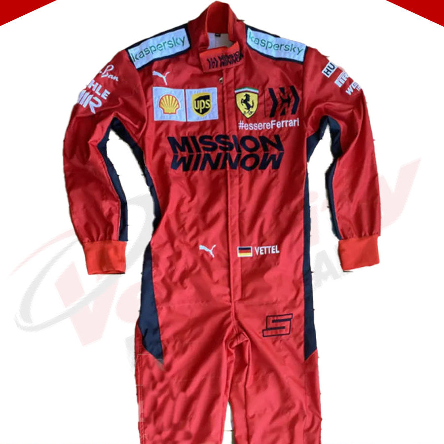 2020 Sebastian Vettel Ferrari Mission Winnow F1 Embroidered Racing suit - Velocity Racegear-2020 Sebastian Vettel Ferrari Mission Winnow F1 Embroidered Racing suit - Velocity Racegear-F1 Racing Suit