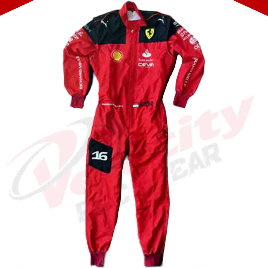 2023 Charles Leclerc Ferrari F1 Embroidered Racing Suit - Velocity Racegear-2023 Charles Leclerc Ferrari F1 Embroidered Racing Suit - Velocity Racegear-F1 Racing Suit