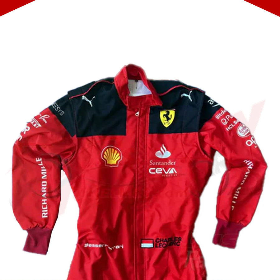 2023 Charles Leclerc Ferrari F1 Embroidered Racing Suit - Velocity Racegear-2023 Charles Leclerc Ferrari F1 Embroidered Racing Suit - Velocity Racegear-F1 Racing Suit