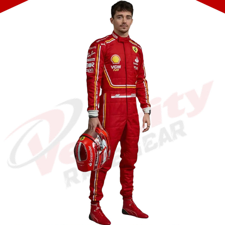2024 Charles Leclerc Scuderia Ferrari Race suit New - Velocity Racegear-2024 Charles Leclerc Scuderia Ferrari Race suit New KIDS - Velocity Racegear-F1 Racing Suits