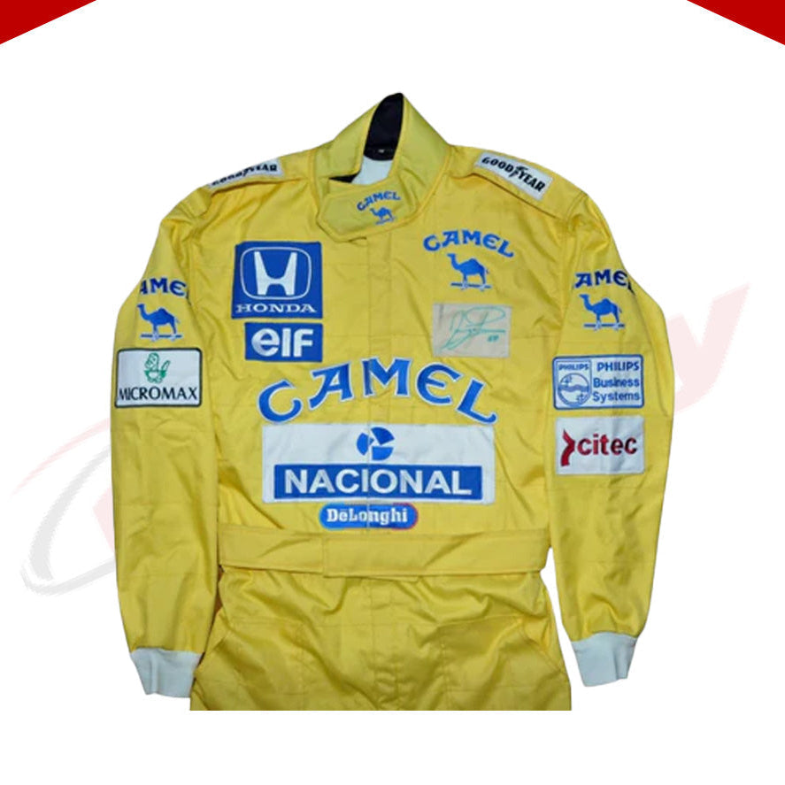 AYRTON SENNA SIGNED LOTUS 1987 F1 REPLICA Race SUIT - Velocity Racegear-AYRTON SENNA SIGNED LOTUS 1987 F1 REPLICA Race SUIT - Velocity Racegear-F1 Racing Suit