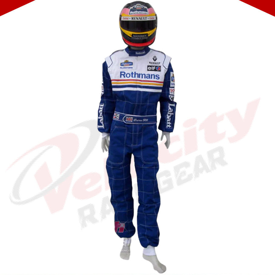 Damon Hill 1997 Williams F1 Embroidered Racing Suit - Velocity Racegear-Damon Hill 1997 Williams F1 Embroidered Racing Suit - Velocity Racegear-F1 Racing Suit