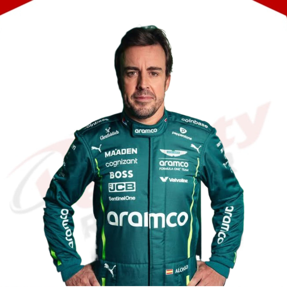 Fernando Alonso 2025 Aston Martin Aramco F1 Team Racing Suit - Velocity Racegear-Sebastian Vettel Aston Martin F1 drivers 2021 Race Suit - Velocity Racegear-F1 Racing Suit