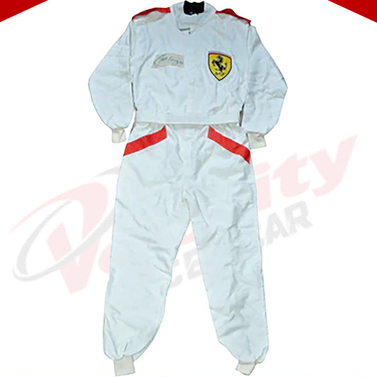 Juan Manuel Fangio SIGNED VINTAGE FERRARI F1 REPLICA Race SUIT - Velocity Racegear-Juan Manuel Fangio SIGNED VINTAGE FERRARI F1 REPLICA Race SUIT - Velocity Racegear-F1 Racing Suit