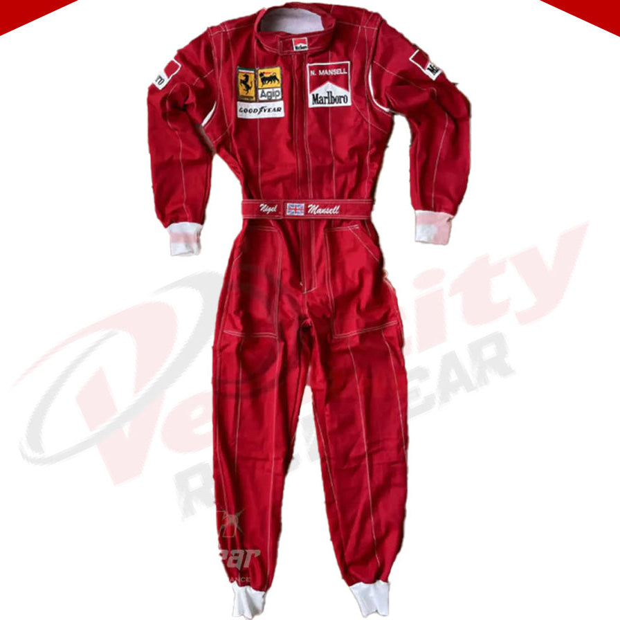 Nigel Mansell 1990 Ferrari F1 Embroidered Racing Suit - Velocity Racegear-Nigel Mansell 1990 Ferrari F1 Embroidered Racing Suit - Velocity Racegear-F1 Racing Suits