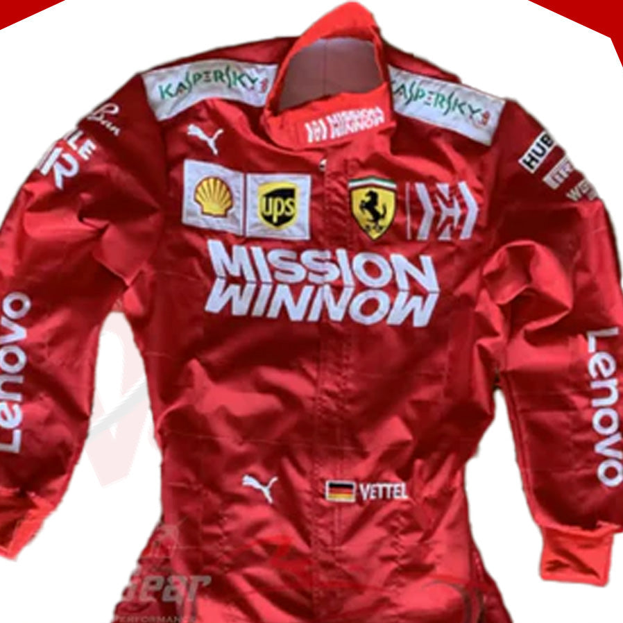 Sebastian Vettel Ferrari Mission Winnow F1 Embroidered Racing Suit - Velocity Racegear-Sebastian Vettel Ferrari Mission Winnow F1 Embroidered Racing Suit - Velocity Racegear-F1 Racing Suit