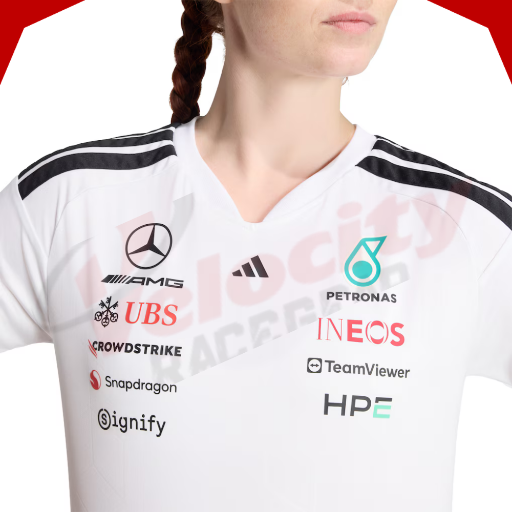 Mercedes AMG Petronas Adidas F1 2026 Team Driver Womens White T-Shirt