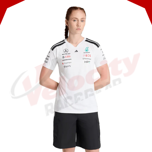 Mercedes AMG Petronas Adidas F1 2026 Team Driver Womens White T-Shirt