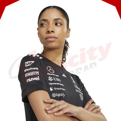 Mercedes AMG Petronas Adidas F1 Team 2025 Women’s Driver Black T-Shirt