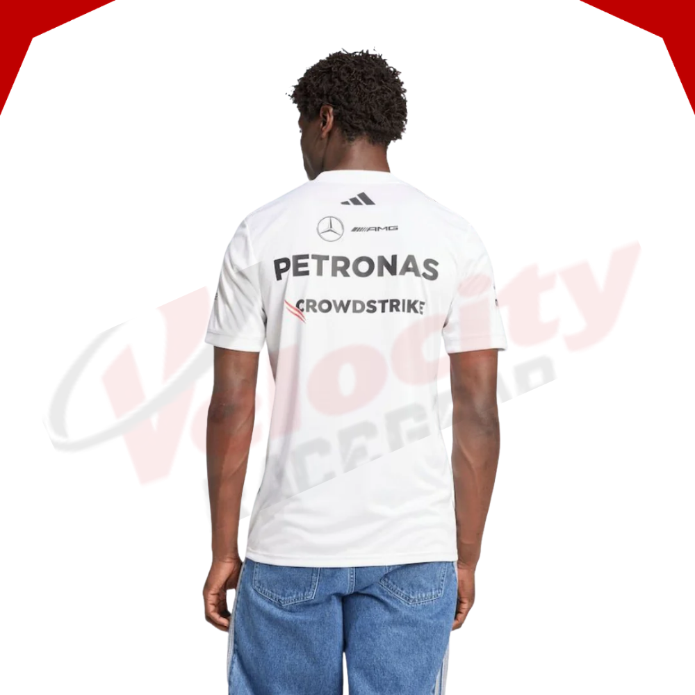 Mercedes AMG Petronas Adidas F1 Team 2025 Driver White T-Shirt