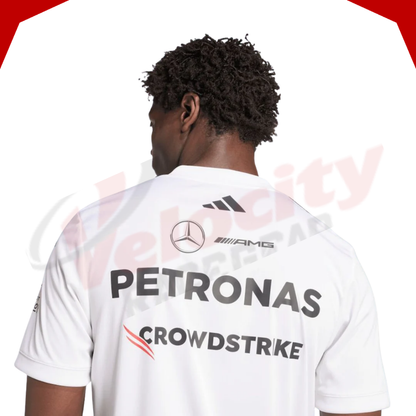 Mercedes AMG Petronas Adidas F1 Team 2025 Driver White T-Shirt