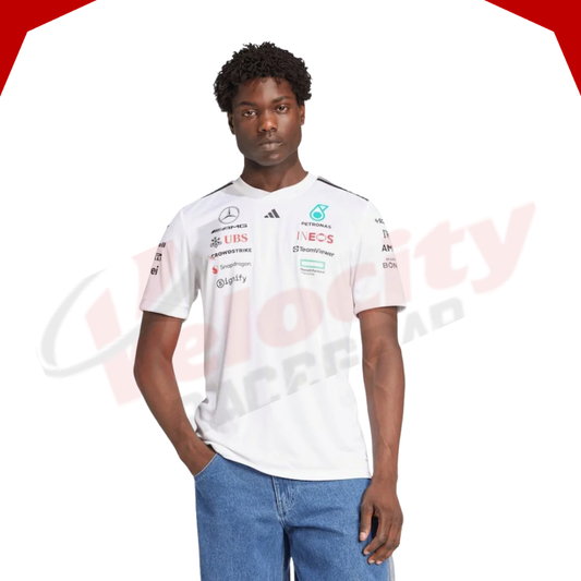 Mercedes AMG Petronas Adidas F1 Team 2025 Driver White T-Shirt