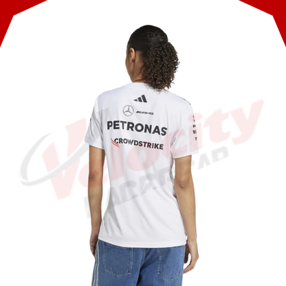 Mercedes AMG Petronas Adidas F1 Team 2025 Women’s Driver White T-Shirt