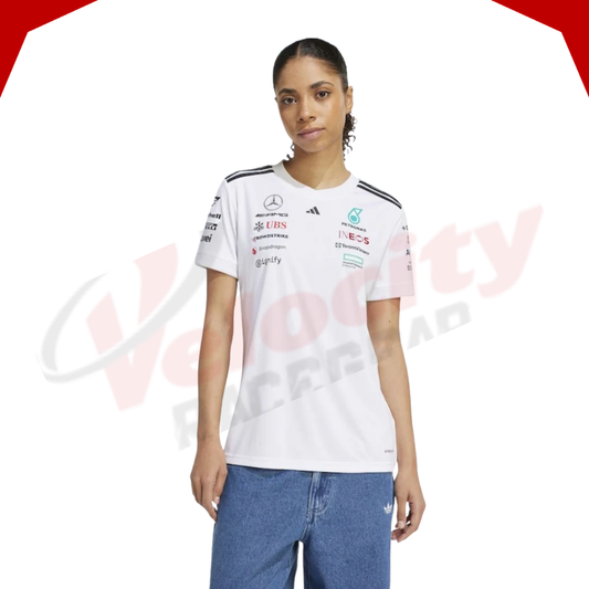 Mercedes AMG Petronas Adidas F1 Team 2025 Women’s Driver White T-Shirt