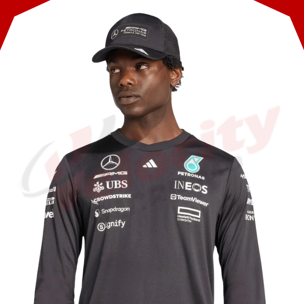 Mercedes AMG Petronas Adidas F1 Team 2025 Long Sleeve Driver Black T-Shirt