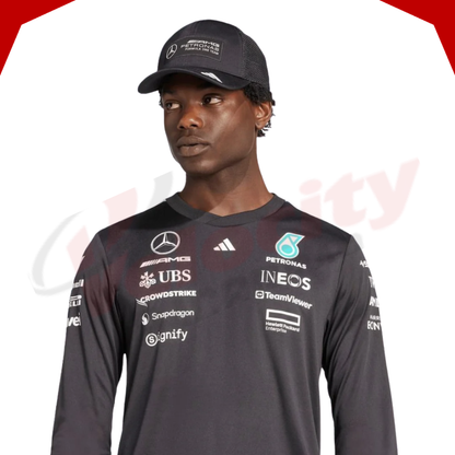 Mercedes AMG Petronas Adidas F1 Team 2025 Long Sleeve Driver Black T-Shirt