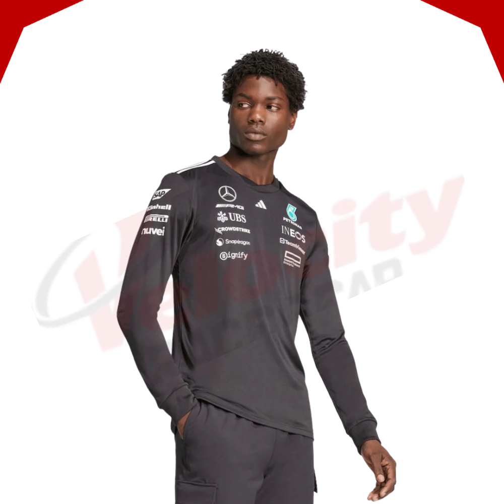 Mercedes AMG Petronas Adidas F1 Team 2025 Long Sleeve Driver Black T-Shirt