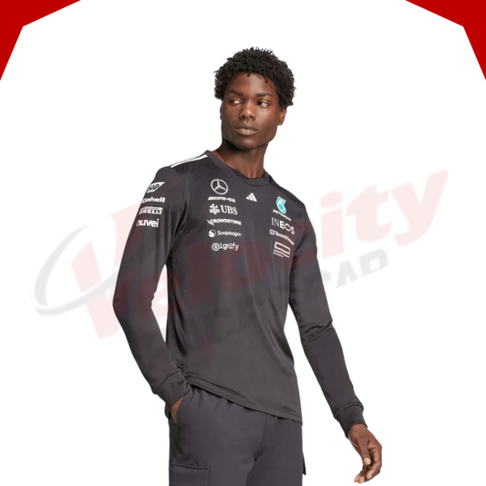 Mercedes AMG Petronas Adidas F1 Team 2025 Long Sleeve Driver Black T-Shirt