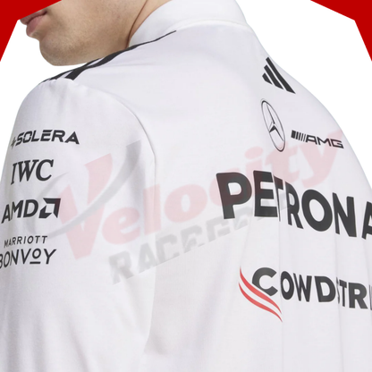 Mercedes AMG Petronas Adidas F1 Team 2025 Long Sleeve White Polo