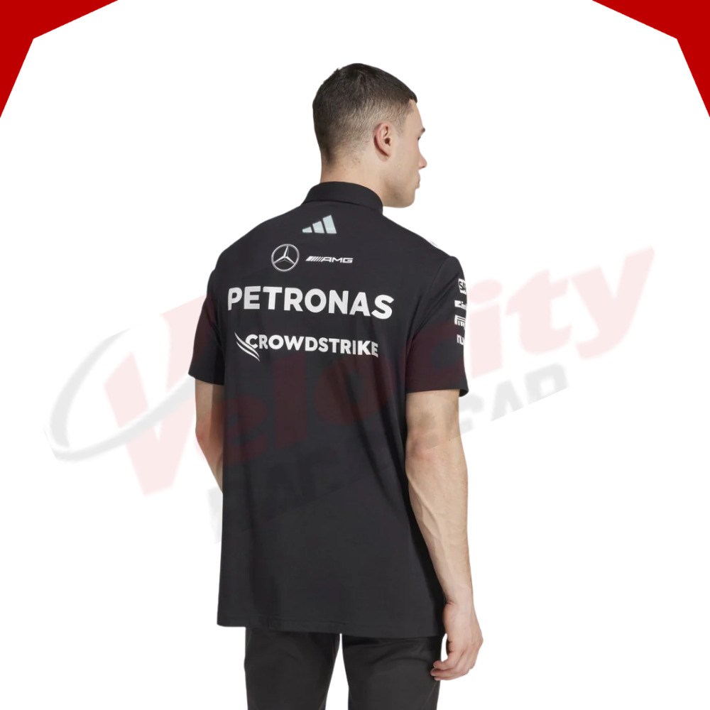 Mercedes AMG Petronas Adidas F1 Team 2025 Black Polo Shirt