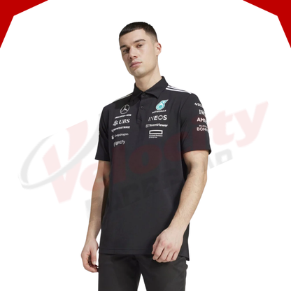 Mercedes AMG Petronas Adidas F1 Team 2025 Black Polo Shirt