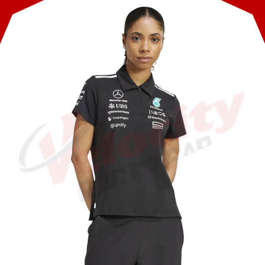 Mercedes AMG Petronas Adidas F1 Team 2025 Women’s Black Polo Shirt