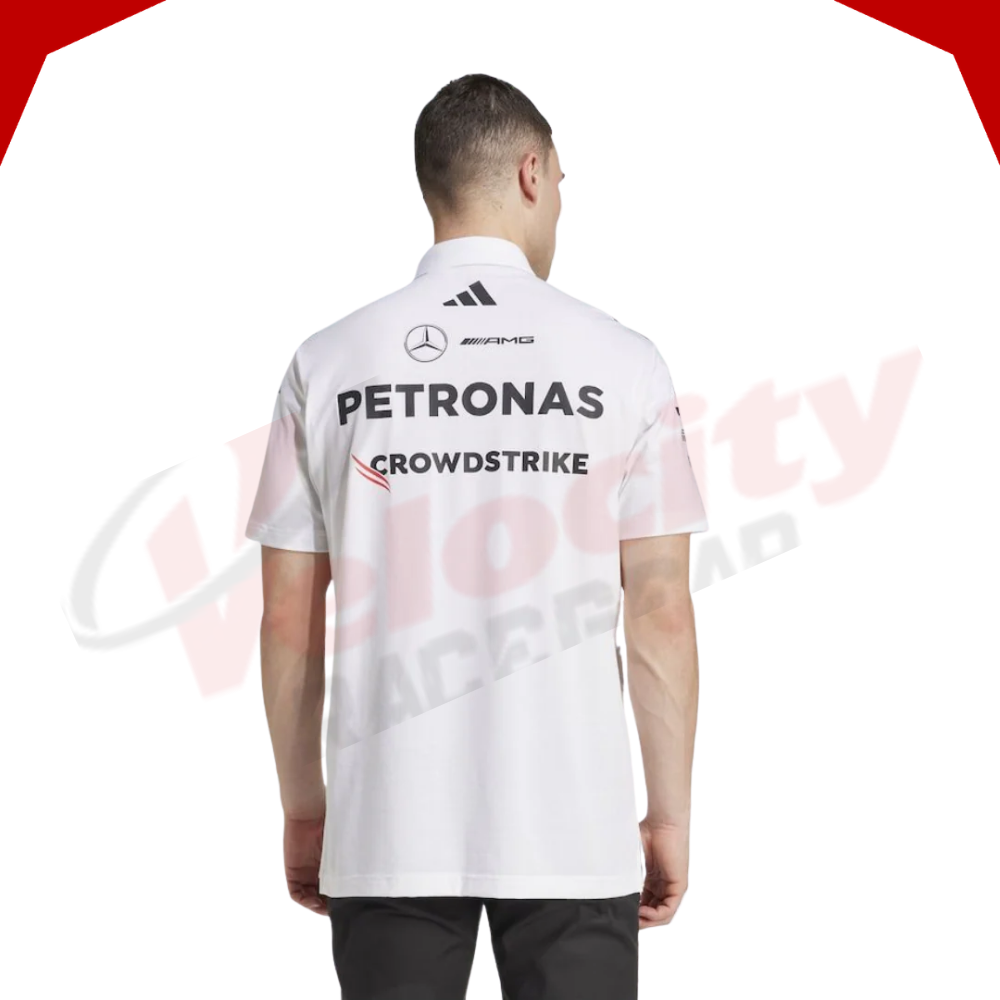 Mercedes AMG Petronas Adidas F1 Team 2025 White Polo Shirt