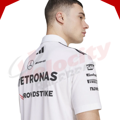 Mercedes AMG Petronas Adidas F1 Team 2025 White Polo Shirt