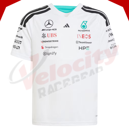 Mercedes AMG Petronas Adidas F1 2026 Team Driver White Kids T-Shirt