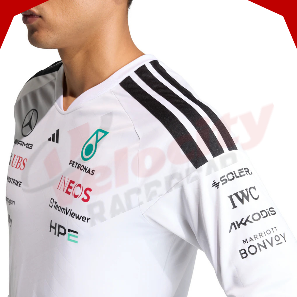 Mercedes AMG Petronas Adidas F1 2026 Long Sleeve Driver White T-Shirt