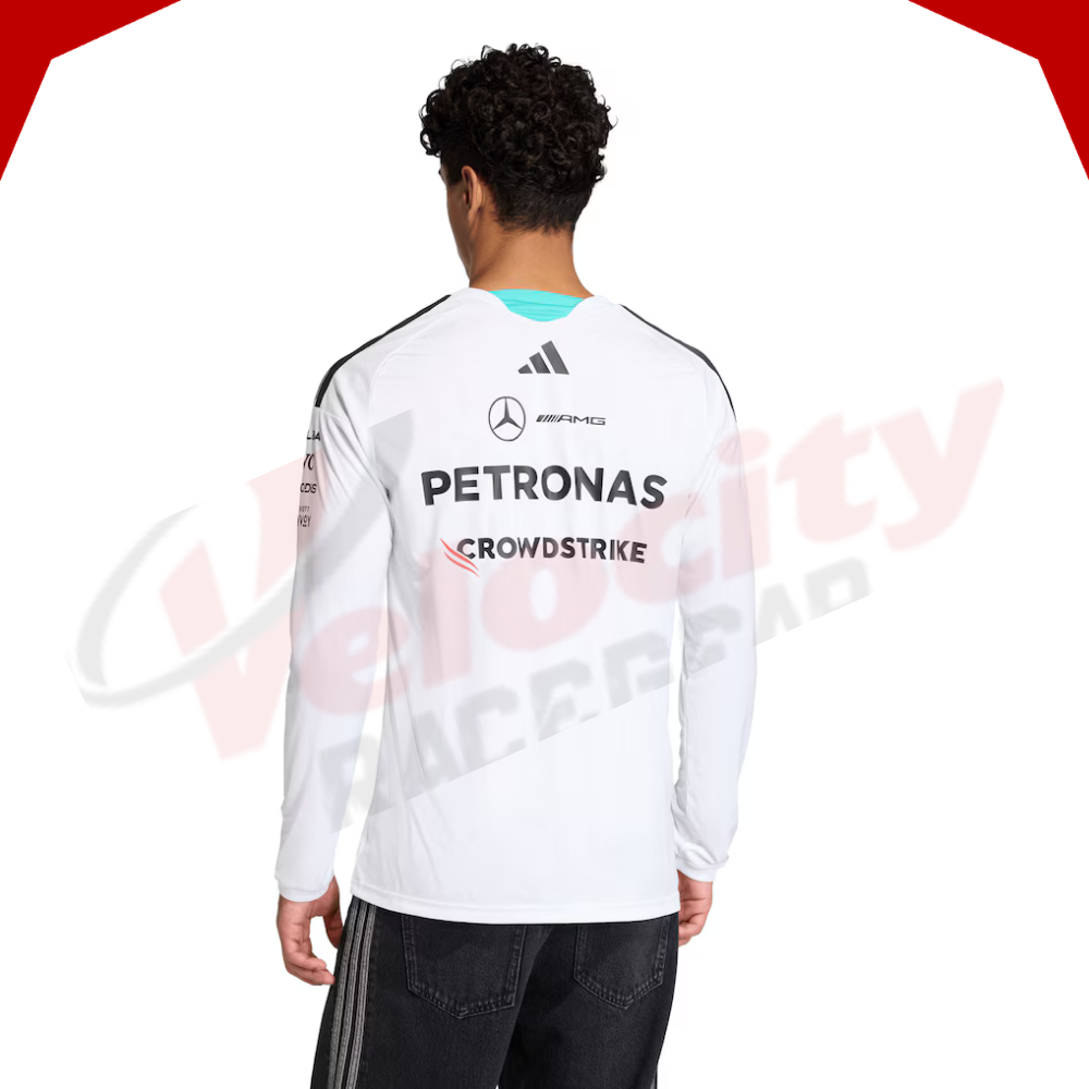Mercedes AMG Petronas Adidas F1 2026 Long Sleeve Driver White T-Shirt