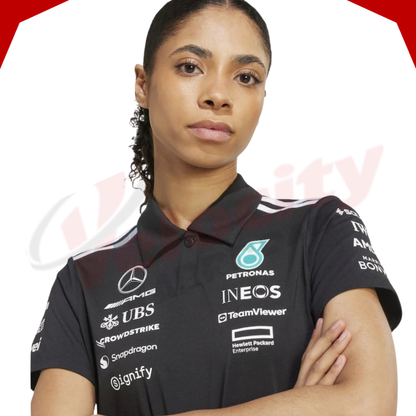 Mercedes AMG Petronas Adidas F1 Team 2025 Women’s Black Polo Shirt